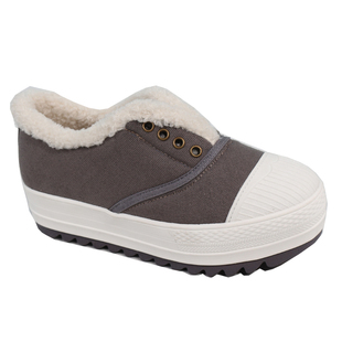 韩国2022冬季新款韩版WHISEN松糕厚底帆布鞋女加绒保暖休闲棉布鞋