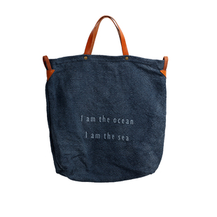 荣轻复古原创棉麻拼牛皮托特包大容量旅行手提包百搭单肩斜跨布包