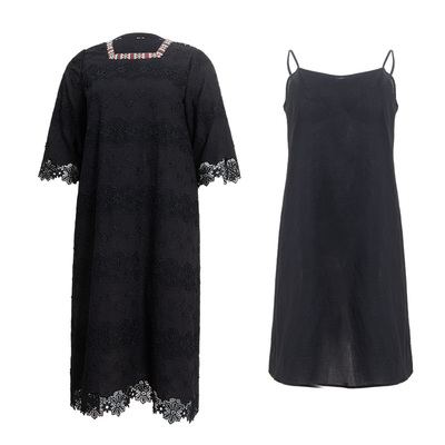 美丽客栈优雅两件套大码连衣裙