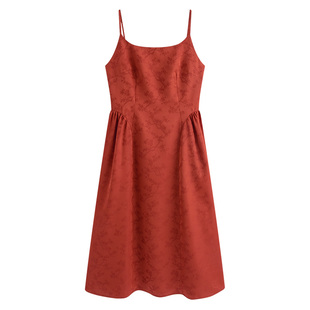 固执夏季新款法式气质提花无袖显瘦中长款A字吊带连衣裙女