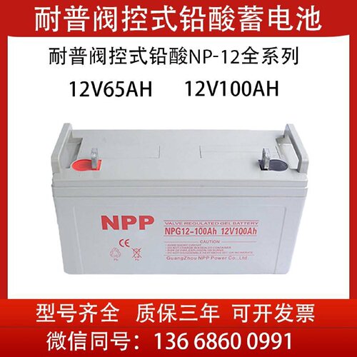 NPP耐普铅酸蓄电池NP12100消防12V65AH太阳能UPSEPS机房光伏路灯