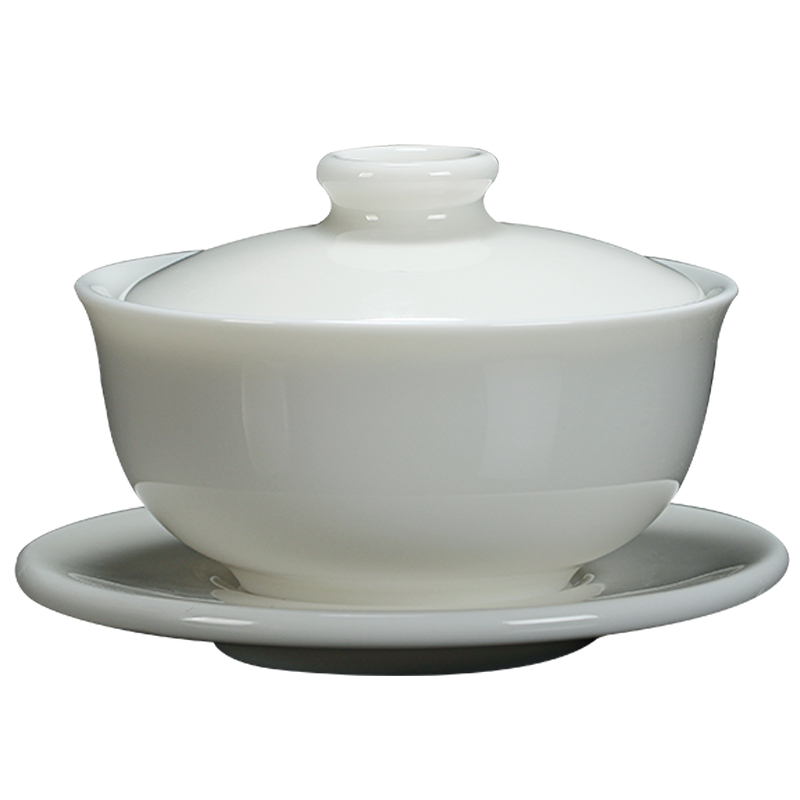 古垚/陈清宜德化手工白瓷盖碗建白玉瓷三才盖碗功夫茶具敬茶茶碗