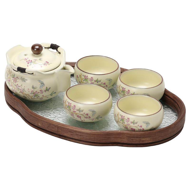 米黄汝窑功夫茶具套装家用