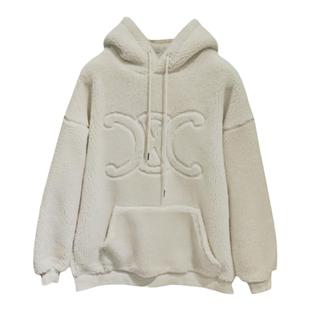 卫衣羊羔毛绒绒女明星同款开春装韩系穿搭2025年新款外套白色上衣