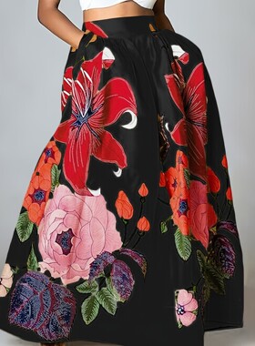 Y 62386 Bohemian Floral High Waist Pocket Skirt 波西米亚半身