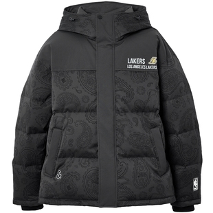 杰克琼斯NBA联名洛杉矶湖人队男装羽绒服冬季新款宽松连帽外套
