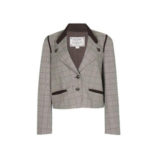 D-HARRY/迪哈利西装外套女春秋复古帅气通勤格子上衣DH231A95932D