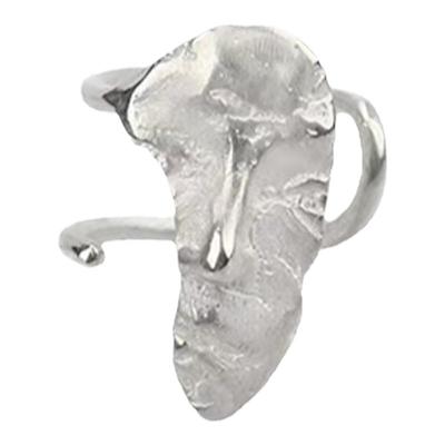 面具戒指开口银磨砂小众设计情侣