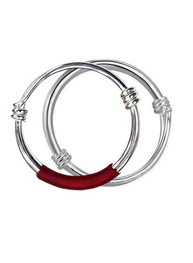 男女款足银999红绳缠绕情侣戒指