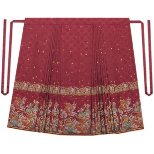 有余织造司原创明制汉服飞机袖上衣织金马面裙女过年红色呢子大衣