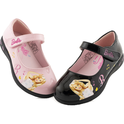 芭比伴随成长靓丽闪灯单皮鞋