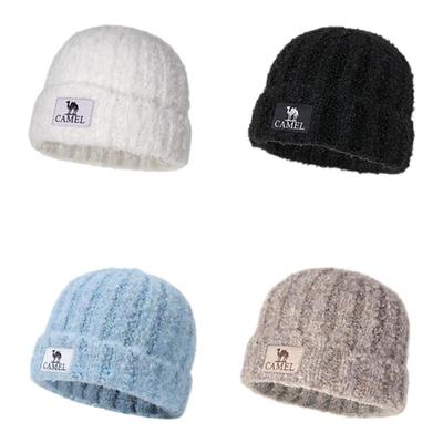 骆驼防寒保暖羊毛纱针织帽女