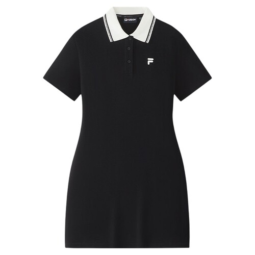 FILA FUSION斐乐潮牌女子针织连衣裙26夏季新款宽松POLO裙百褶裙