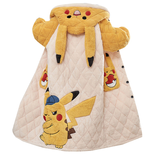 男款睡衣加绒加厚秋冬季保暖珊瑚绒青少年三层夹棉冬天连帽家居服