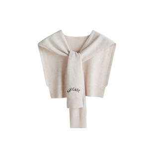 Navigare小帆船白色纯羊毛外搭披肩男女同款秋冬新款针织围巾坎肩