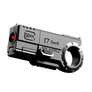 FUN HO /一键抛壳洛克双头枪指环玩具解压合金属桌面帅气软弹小枪