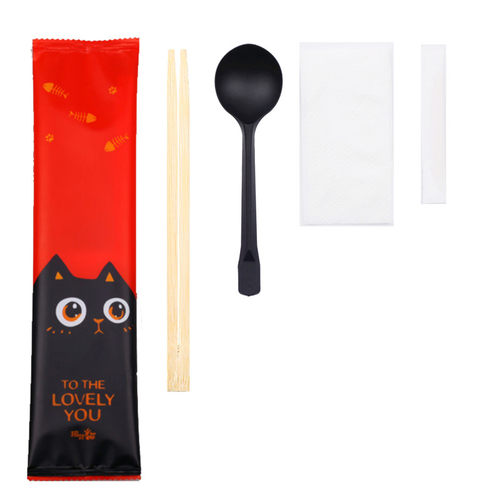 一次性筷子四件套餐具外卖卫生打包四合一套装牛皮纸定制商用批发