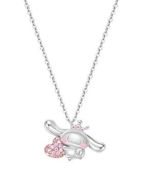 潮色绘爱心项链925纯银女生