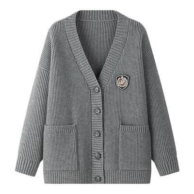 灰色jk毛衣针织开衫外套