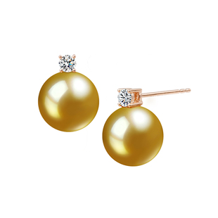 GiO珠宝 南洋海水金珍珠18K金戴妃钻石耳钉耳饰女吉尔德赤金