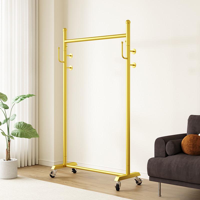 轻奢移动落地晾衣架家用卧室挂衣杆客厅衣服收纳衣帽架单杠式带轮