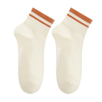 花花公子袜子女中筒袜100%纯棉