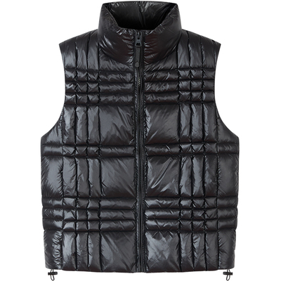 ZOUK潮牌格子绗缝羽绒马甲90白鸭绒羽绒服男款冬季高级感2025新款