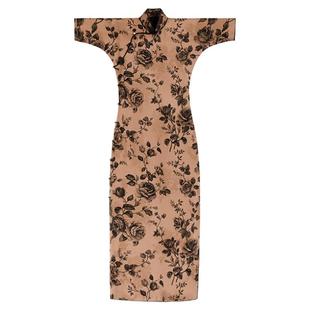 繁枝锦墨丨一城风絮丨春夏真丝红云纱复古民国风四分袖立领长旗袍