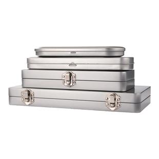 长方形马口铁盒子复古文具翻盖盒彩笔固体颜料盒铅笔盒配件收纳盒