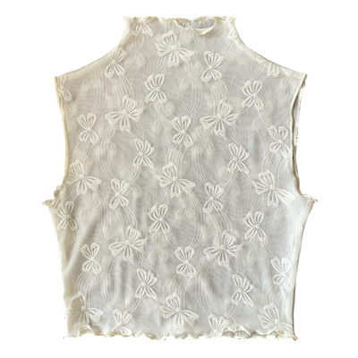 温娴通勤网纱蕾丝上衣