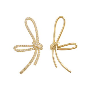 S925银针高级感蝴蝶结耳钉不对称耳环女 网红耳饰ins简约设计感