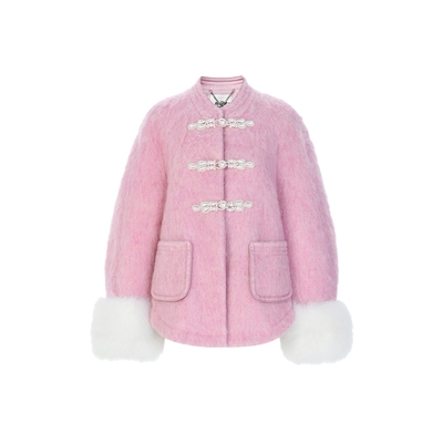 lefame拉飞姆冬季东方老钱风中式衬衫款呢料外套女