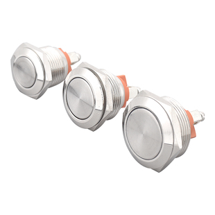 常闭暂停按键金属按钮开关高平球形头自复位点动螺丝脚16/19/22mm