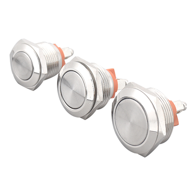 常闭暂停按键金属按钮开关高平球形头自复位点动螺丝脚16/19/22mm