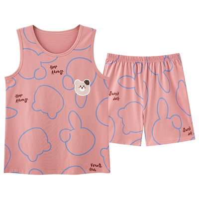 夏季甜美薄款背心套装纯棉睡衣女