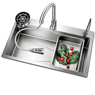 蜂窝压纹水槽大单槽加厚SUS304不锈钢厨房洗菜盆洗碗池台上中下盆