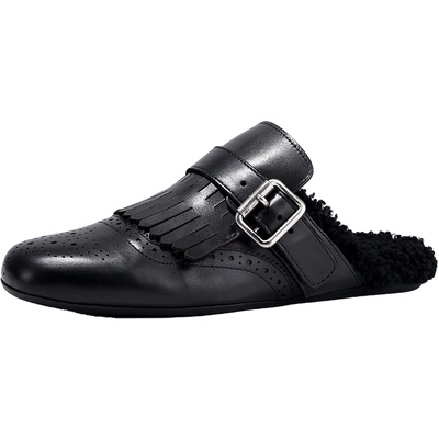 BellaLily2025冬季新款布洛克流苏勃肯拖鞋保暖毛毛鞋舒适一脚蹬