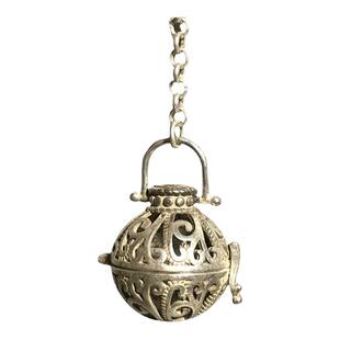 古玩杂项藏银镂空香熏球吊坠荷花香囊球可打开放香丸香囊项坠挂坠