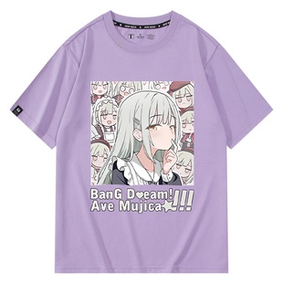 Ave Mujica动漫周边若叶睦短袖T恤夏季男上衣纯棉BanG Dream! 潮