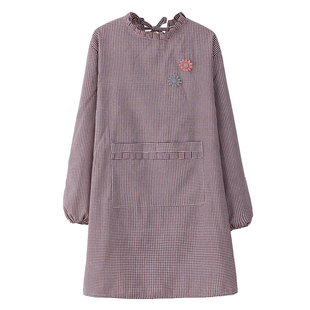 围裙长袖罩衣女外穿洋气防油外穿衣家用厨房干活工作服加长质量好