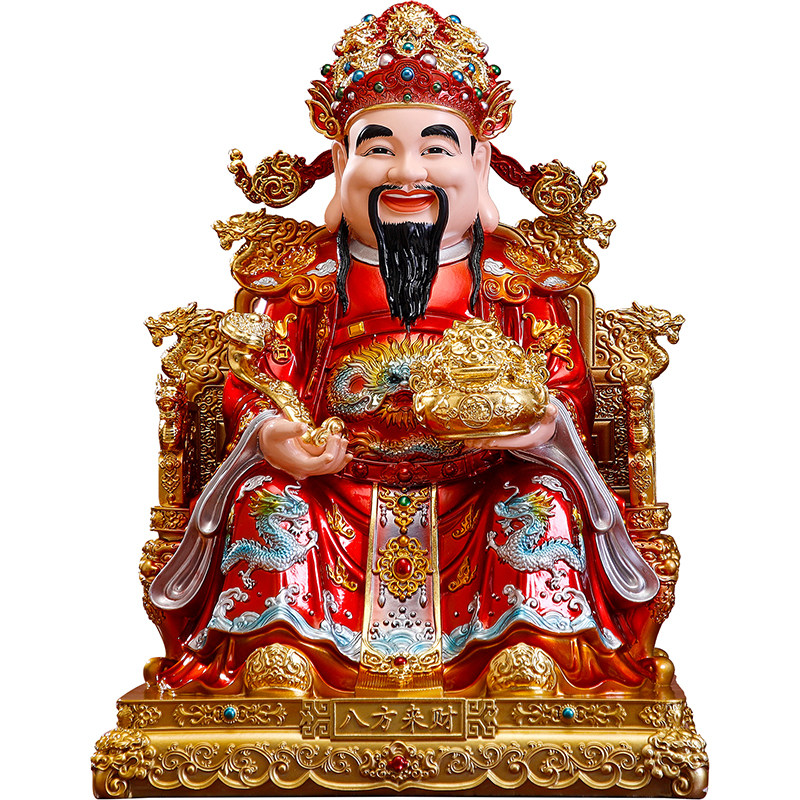 铜彩文财神爷摆件贴金财神爷像佛