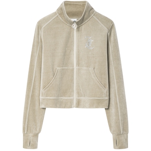 Juicy Couture橘滋【棉天鹅绒】外套女26春夏新款立领丝绒上衣