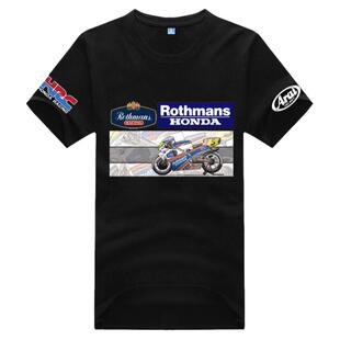Rothmans本田机车短袖T恤复古二冲程战士衣机车骑行纯棉短袖T恤男