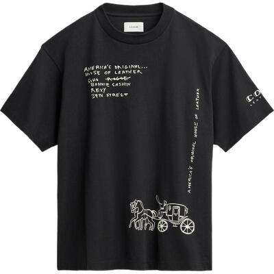 COACH/蔻驰奥莱男女通用棉质SKETCH马车图案休闲T恤马年