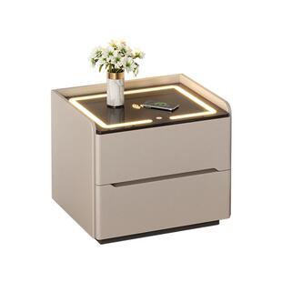 三梦智能床头柜简约现代2025新款轻奢高级感实木卧室收纳床边柜子