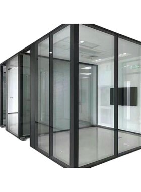 上海玻璃隔断墙铝合金双层钢化磨砂透明双玻百叶隔音办公室高隔断