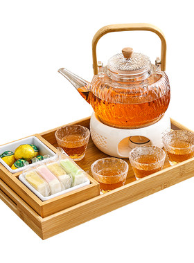 煮茶壶花茶杯套装蜡烛加热煮茶炉