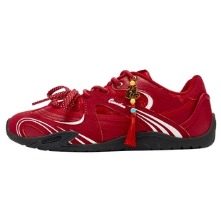 乔丹薄饼鞋新年款红色休闲鞋女运动鞋2026春季新款薄底德训鞋女鞋