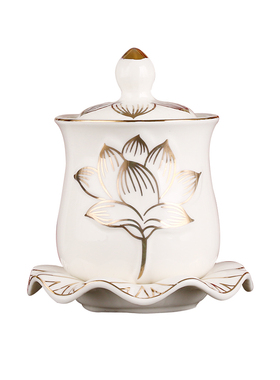 陶瓷供水杯莲花杯居家佛前供奉