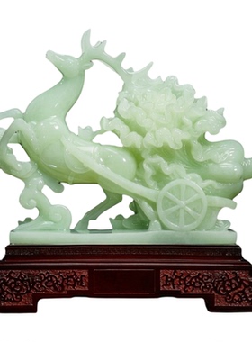 一路发财天然玉石招财摆件